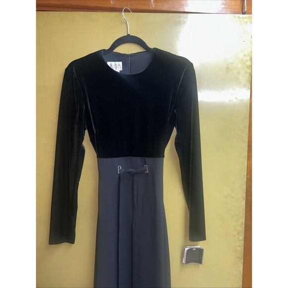 Women’s Formal Vintage Black David Warren New York Long Sleeve Dress, Sz 6, NWT - Picture 2 of 7